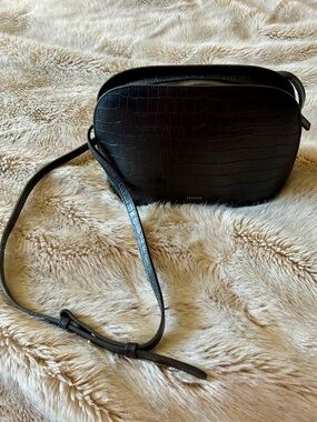 Rare, Like New - Sezane Victor Full Croco Embossed Leather Crossbody Bag